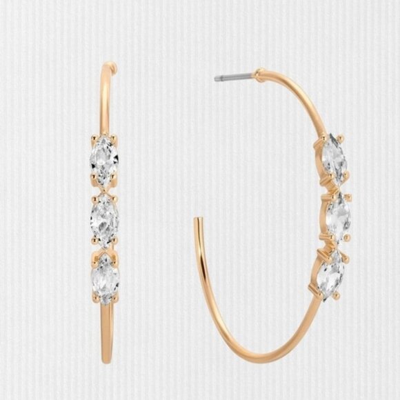 ettika Jewelry - Ettika Dainty Marquise Cubic Zirconia Hoop Earrings NWOT Statement Hoop